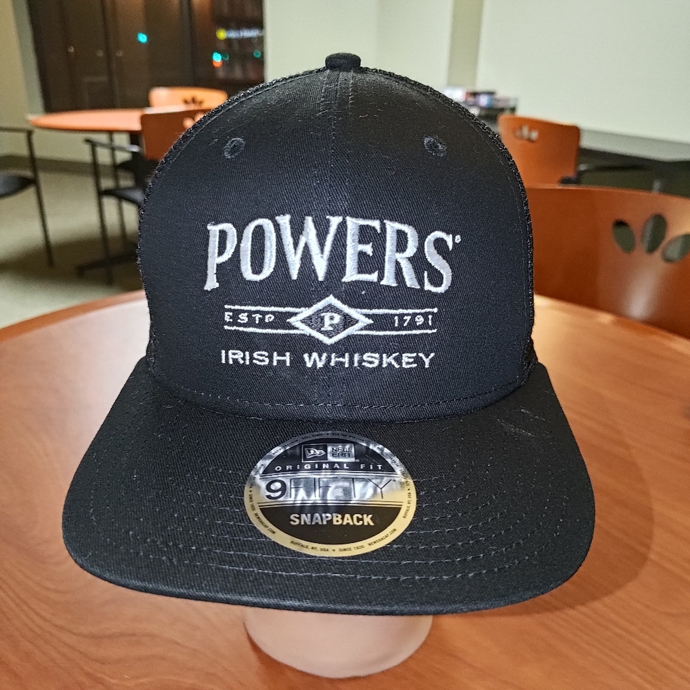New Era 9FIFTY Powers Irish Whiskey Embroidered Logo Black Snapback Cap Hat